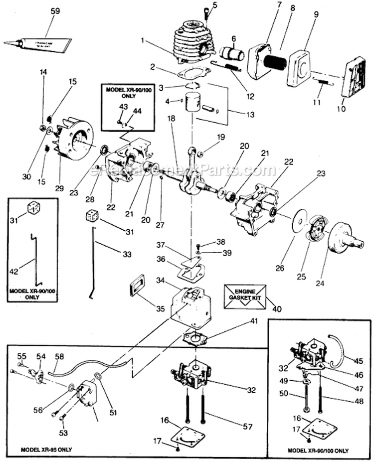 Page C Diagram and Parts List for XR-95  Weed Eater Trimmer